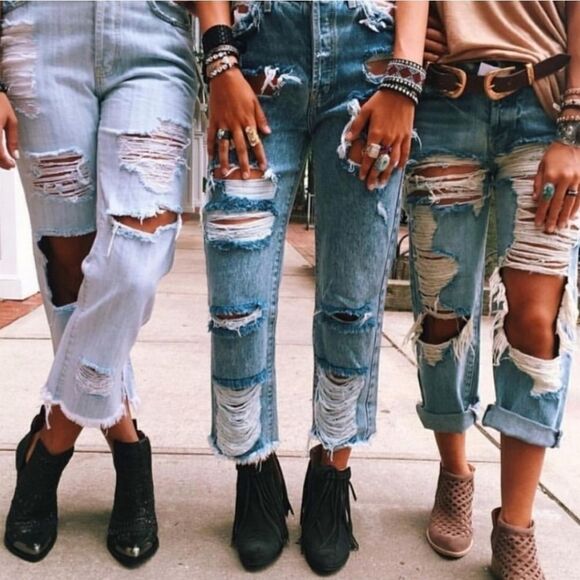 Carmar Women's Non-stretch Low Fit Baggy Distressed Jean - Picture 1 of 16